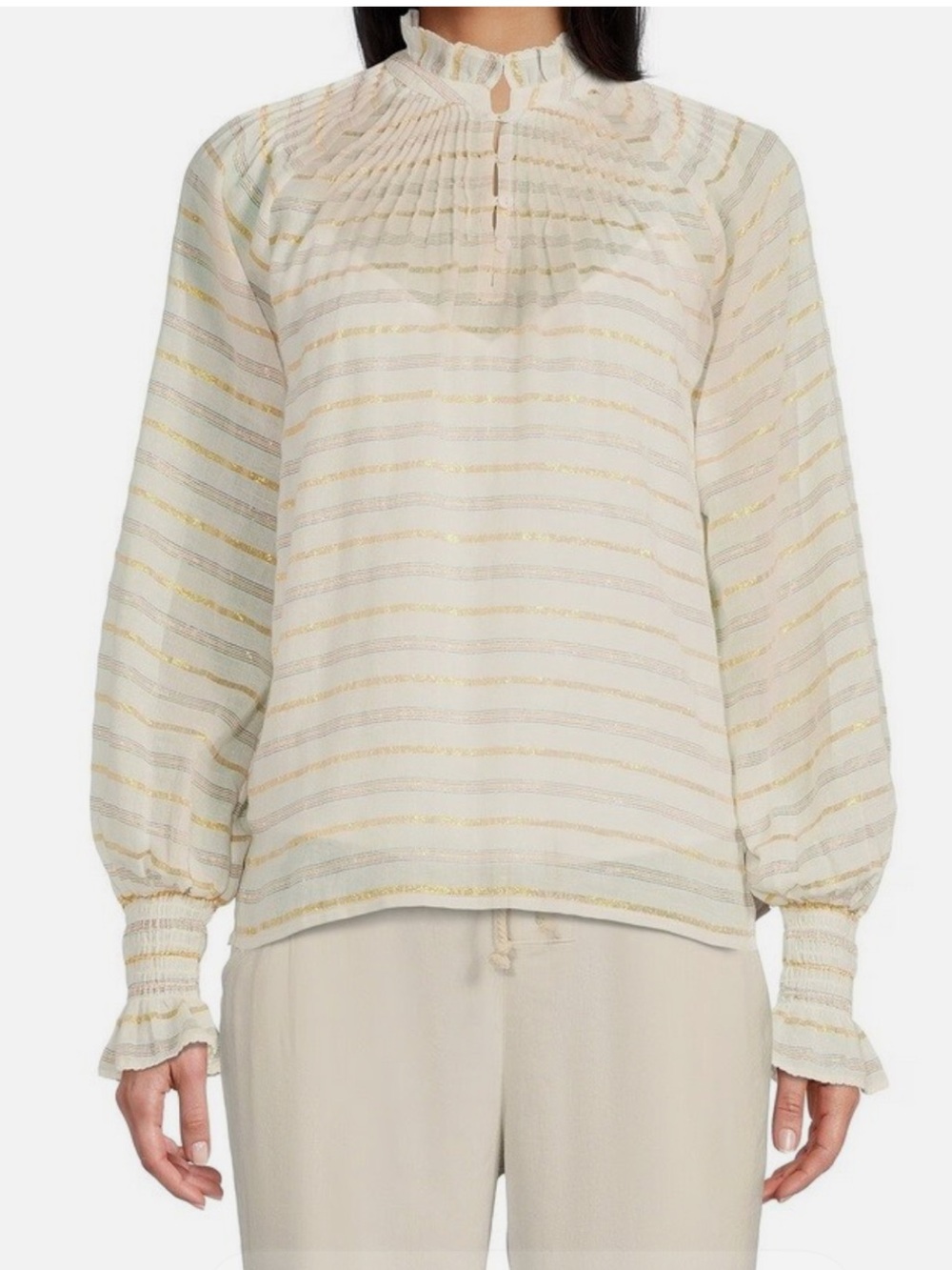 A loves A Women's Blouse in Cream and Tan